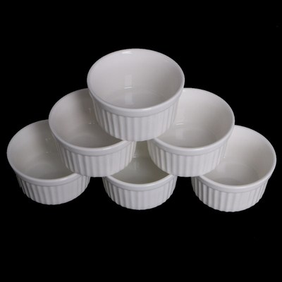 2020 New 6Pcs White Porcelain Souffle Ramekins Desserts Cust