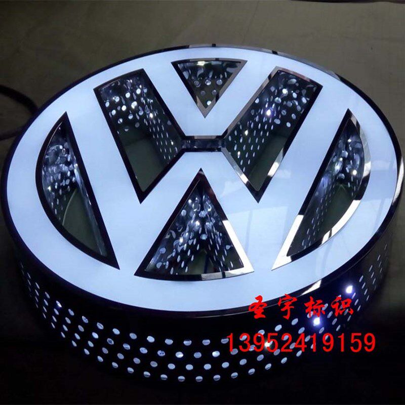 新款定制精品不锈钢侧面冲孔发光字外露灯珠点阵字户外门头招牌字