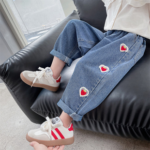 子秋装 女童宽松b牛仔裤 洋派儿童网红裤 2023新款 女宝宝老爹 春秋款