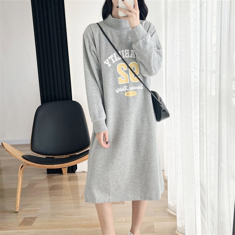 哺乳衣外出辣妈款春秋装长袖连衣裙潮妈外穿孕妇喂奶衣服长款卫衣