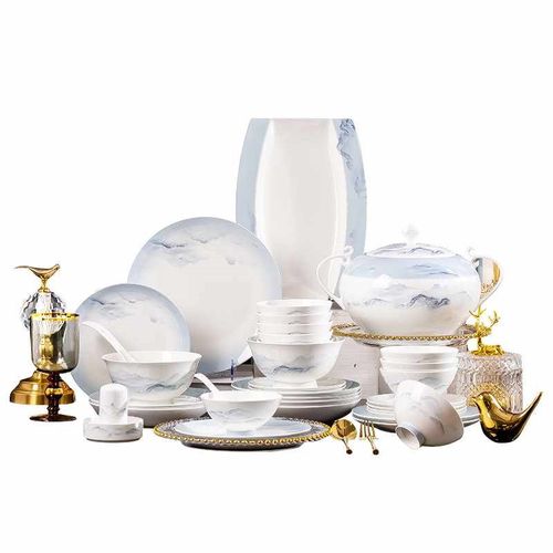 碗碟套装家用现代简约轻奢高级感陶瓷碗盘组合礼品碗筷乔迁送礼