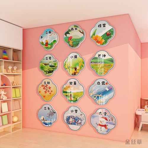 幼儿园墙面装饰二十四节气墙贴传统文化楼梯走廊环创主题墙面布置