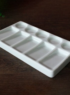 Ceramic Artist Paint Palette 10-Hole Rectangle for Watercolo