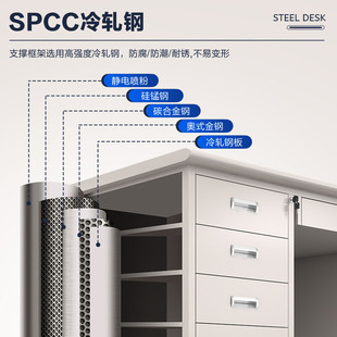 沧州钢制办公桌铁皮电脑桌不锈钢工作台带锁带抽员工办公室财务桌