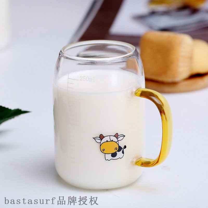 新品Zhenqi factory spot scale milk student cartoon glass hou 餐饮具 玻璃杯 原图主图