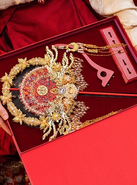 双面绣团扇新娘喜扇中式婚礼明制婚服重工高级手工定制diy材料包