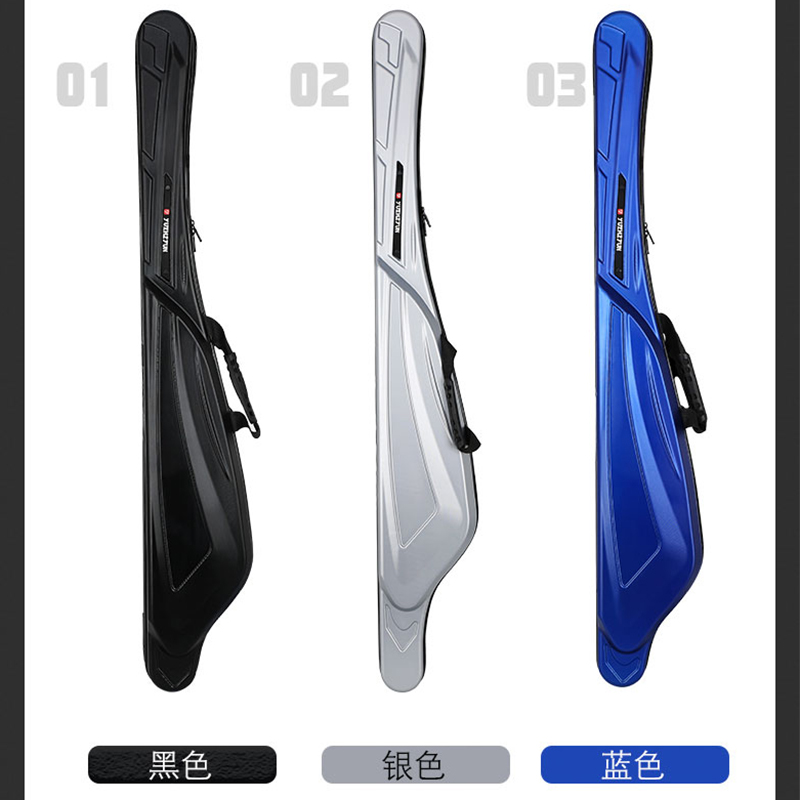 新款路亚竿包硬壳鱼竿包免拆轮便携大肚包轻便型矶钓X筏钓渔具杆