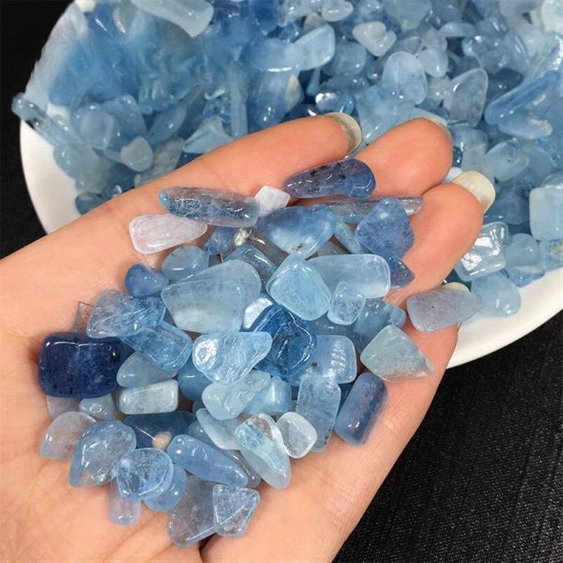 天然海蓝碎石消磁水晶造景石花盆鱼缸装饰材料小石子