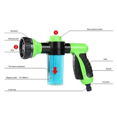 Portable Auto Foam Lance Water Gun High Pressure 3 Grade Noz