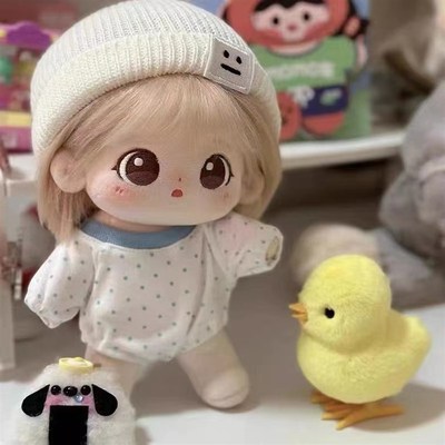 娃衣20cm男棉花娃娃衣服冬装毛线帽子背带套装女可爱公仔玩偶换装