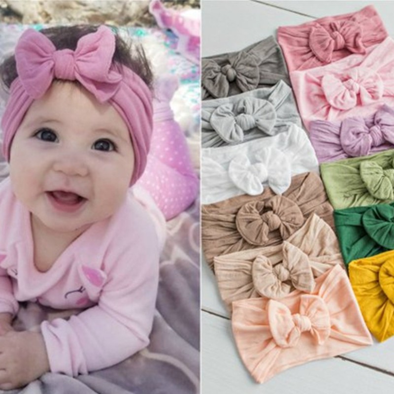 速发Lovely Baby Headband Turban Flower Bow Newborn Baby Girl-封面