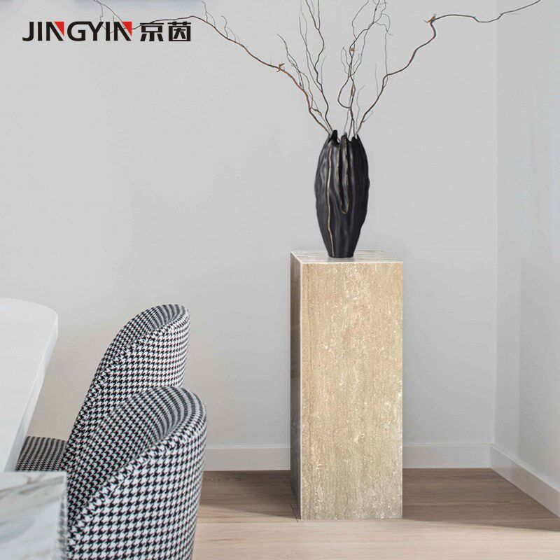 天然大理石雕塑底座电视柜旁落地摆台侘寂风黄洞石茶室玄关摆件,家居饰品,落地摆件,淘宝优惠券,粉丝福利购,淘宝优惠卷
