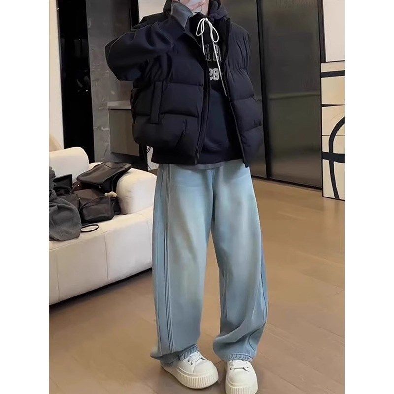 梨型身材裤子大码加绒弯刀阔腿牛仔裤女冬胖mm宽松显瘦直筒拖地裤,女装/女士精品,大码裤装,淘宝优惠券,粉丝福利购,淘宝优惠卷