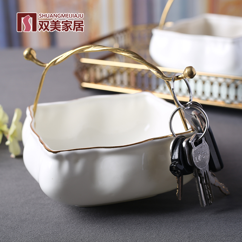 玄关放钥匙收纳入户摆件进门口招财客厅简约装饰创意盒新中式瓷盘高性价比高么？