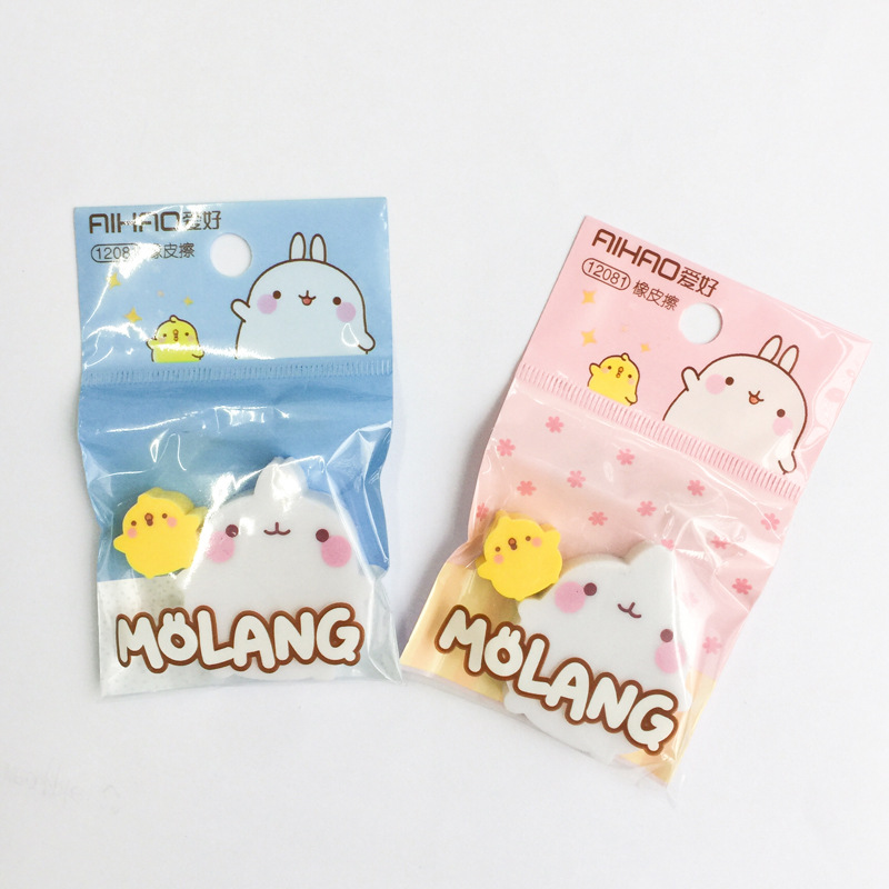 网红2 pcs/pack Molang Rabbit Duck Eraser Rubber Eraser Prima-封面