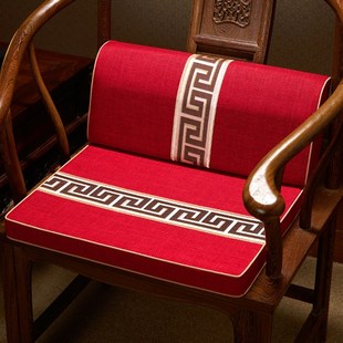 新中式腰靠办公室护腰靠背客厅沙发靠垫实木椅垫坐垫靠垫一体定制