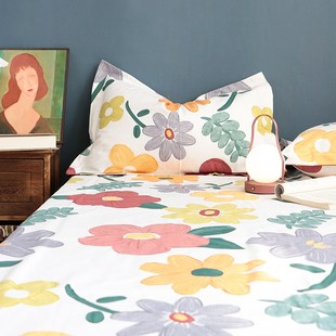 升级版 纯棉老粗布加宽100全棉床单加厚三件套郁金香 高端时尚