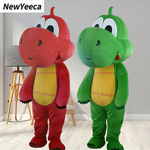 Cartoon Grass Green Gragon Mascot CostumeM Cute Dinosaur Adu