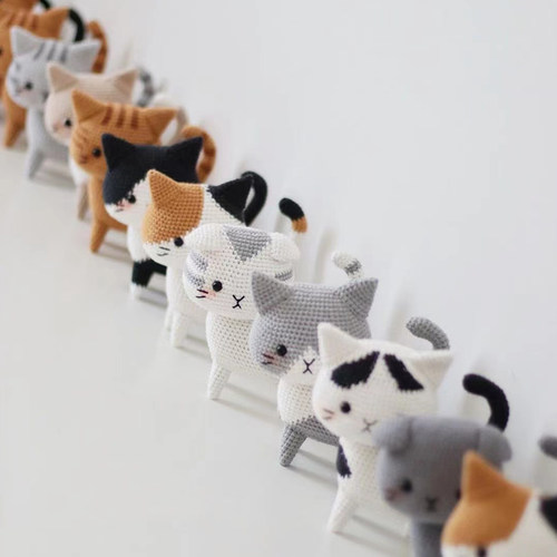 钩针手作diy编织勾线动物手工打发E时间送朋友毛线小猫玩偶材料包