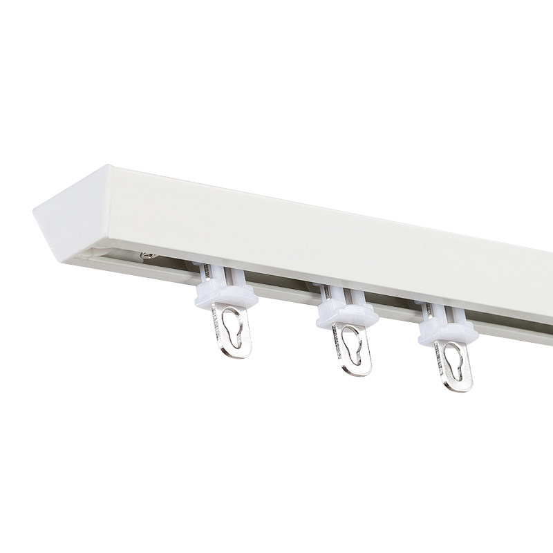 8e7q批发尚格铝合金窗帘轨道顶装静音v型单轨超薄窗帘滑道加厚免