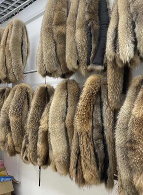 貉子毛领帽领服装辅料真毛本色整皮毛领真皮草自然色本色毛领
