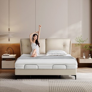 科技布奶油风电动升降智能床多功能双人大气主卧软床09