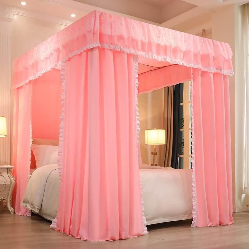 新款22新款公主风遮光床帘蚊帐一体式加厚M防尘宿舍家用卧室落地