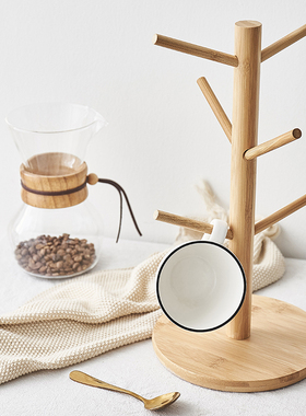 北欧圆底竹装杯架创意品r件家居家用客厅茶几简约餐桌质饰摆小摆