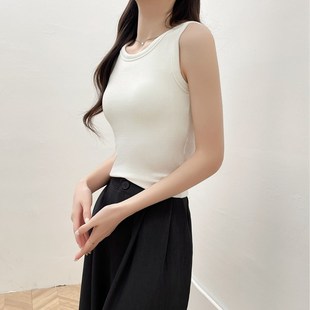 带胸垫加厚圆领背心女外穿螺纹修身 打底上衣内搭潮 中长款 吊带无袖