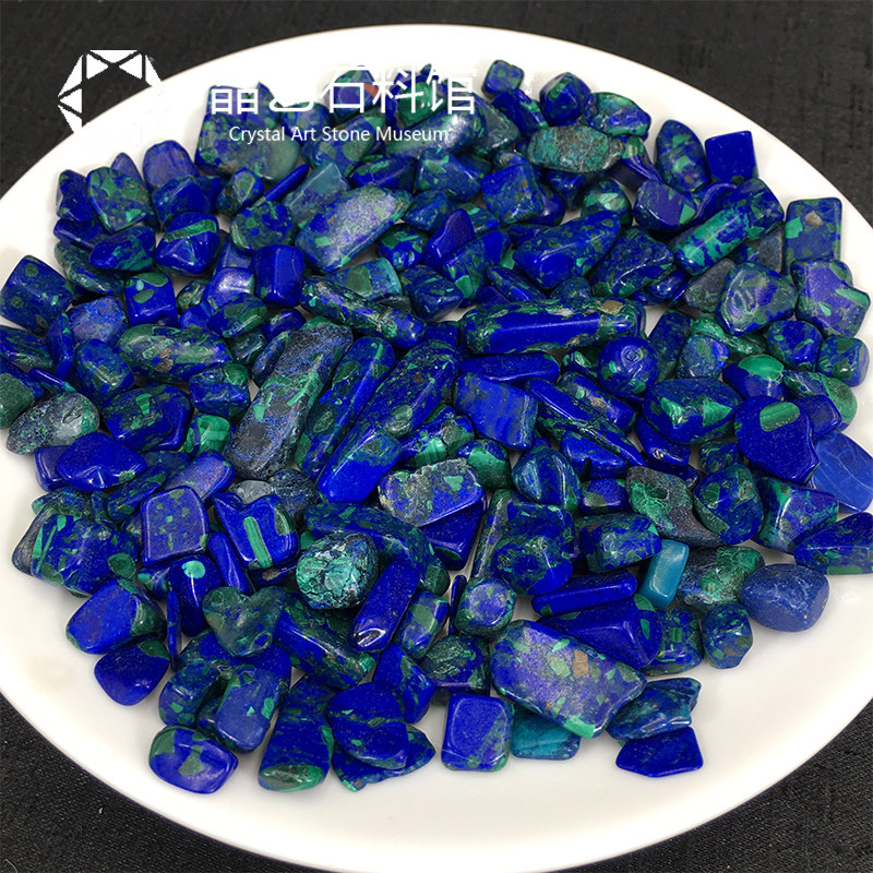 小众高货天然凤凰青金石水晶碎石原石摆件青金石孔雀石儿童宝石花
