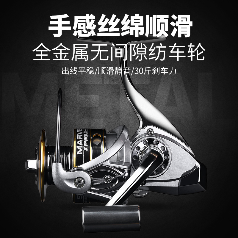 全金属渔轮无间隙不锈钢远投轮海竿F轮海杆轮纺车轮鱼轮路亚矶钓