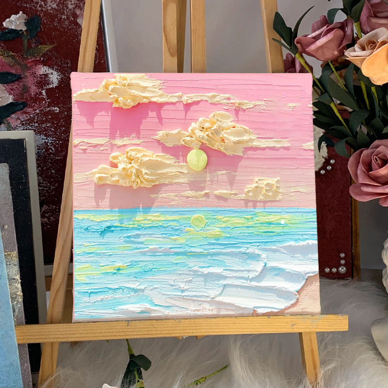花卉风景高级感肌理画石英砂丙烯数字油画diy填充手工立体装饰画图片
