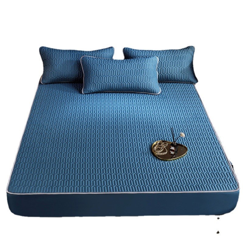 A类加厚乳胶凉席三件套 可折叠床笠款床罩床垫保护套空调凉席