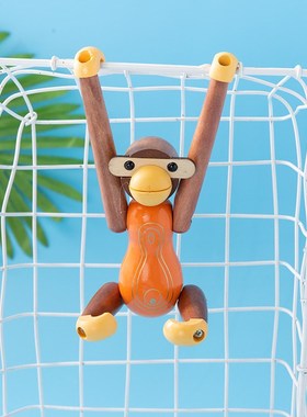 丹麦实木猴子动物摆件北欧家居客厅玄关房间装饰墙面挂件创意礼物