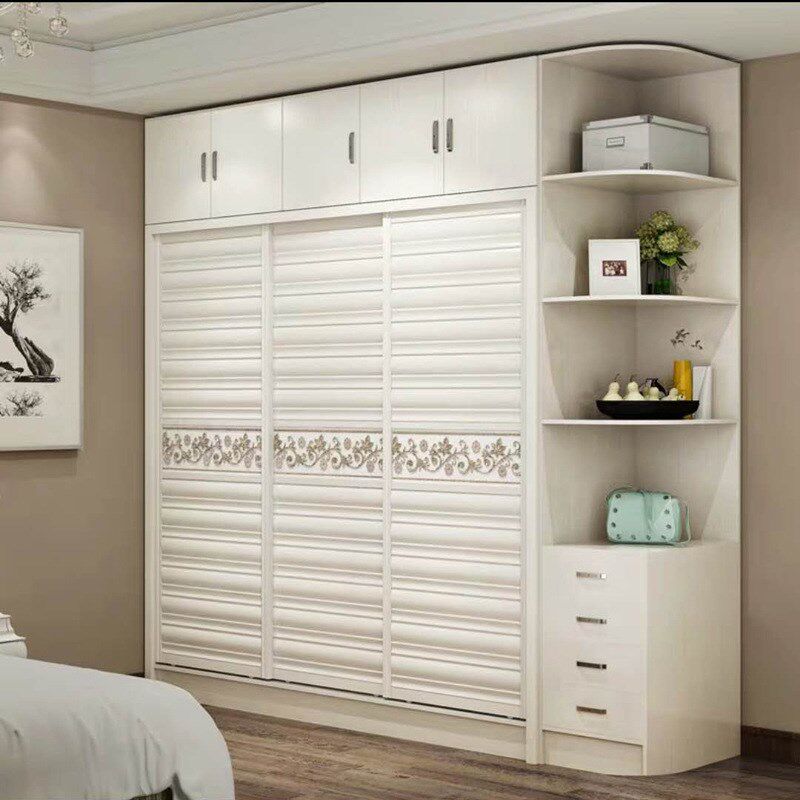 板式实木推拉h门衣柜现代简约经济型卧室组装整体移门大衣橱储物