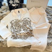 睡衣女士高级感冰丝家居服秋季 薄款 丝绸长袖 2024春夏款 套装 可外穿