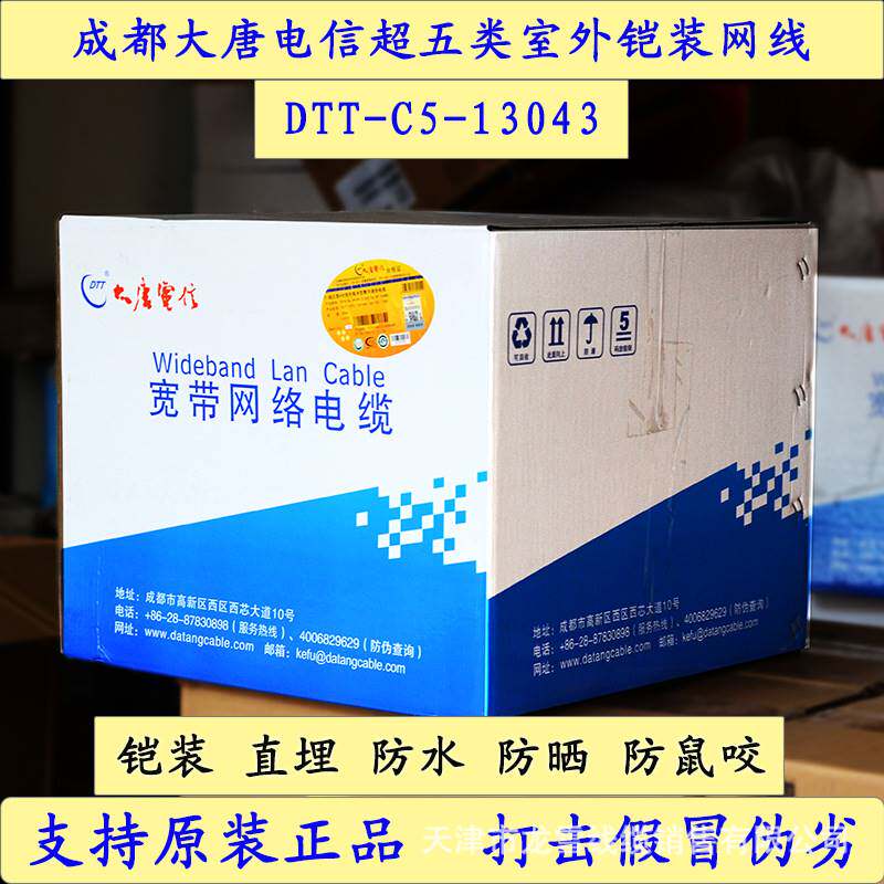 大唐电信超五类室外铠装防水网线DTT-C5-130P43埋地防鼠咬305米