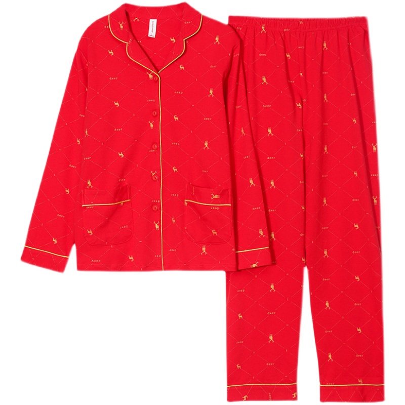 春秋季女士红色喜庆长袖睡衣套装中老年妈妈爸爸本命年家居服,女士内衣/男士内衣/家居服,睡衣/家居服套装,淘宝优惠券,粉丝福利购,淘宝优惠卷