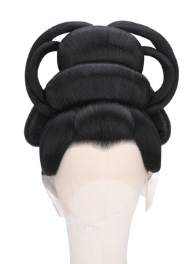 推荐唐风整体假发新款宫廷发冠头饰高温丝宋明制整V发套反串复古