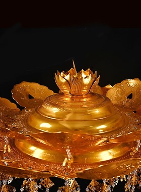 佛前供花仿真花束鎏金幢幡宝盖天盖灯菩萨顶灯装饰灯挂式璎珞摆件