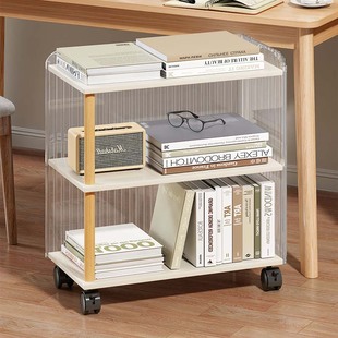 亚克力书架桌下可移动置物架带轮小书柜办公用品储物架文件整理架