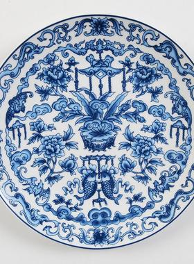 墙面家居陶瓷中式盘子壁饰客厅背景挂盘酒店青花装饰挂餐厅摆件