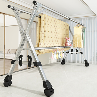 外面晒衣b服的架子超强承重特厚特粗落地衣架农村室外拆 叠晾衣架