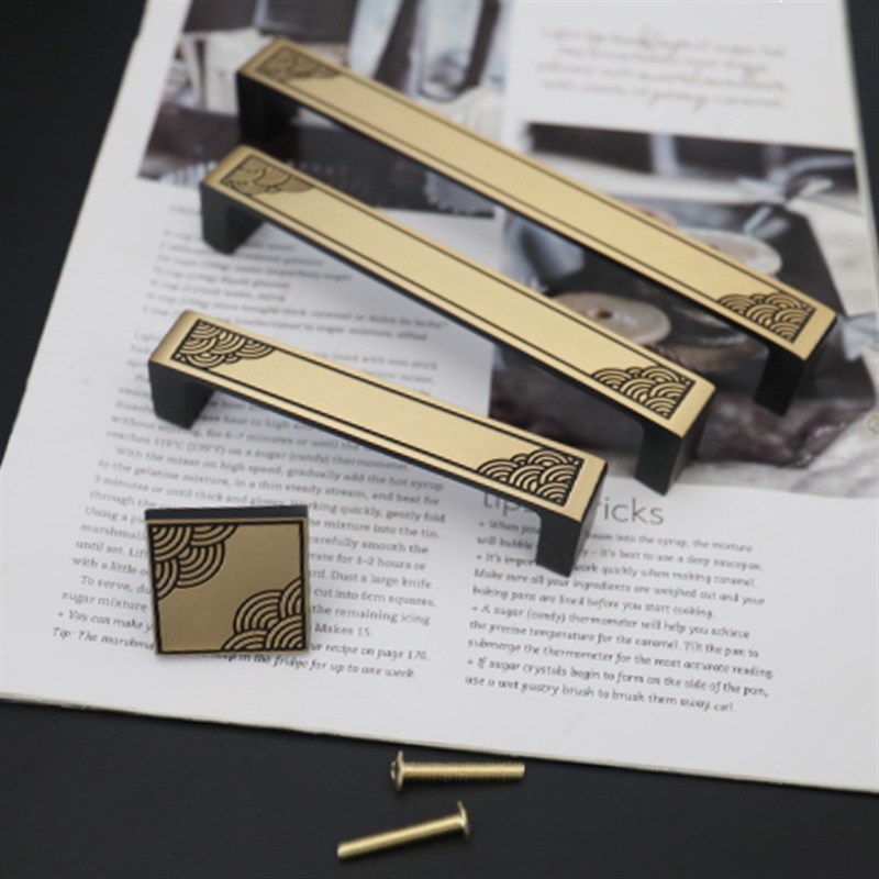 黄铜中国式风三色实心橱柜衣柜门拉手黄铜高档大S气纯铜厨柜门拉