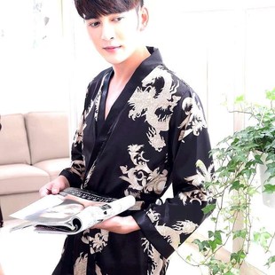 睡袍男情侣睡衣冰丝龙袍睡裙女丝绸夏装浴袍薄款网红春夏季家新品