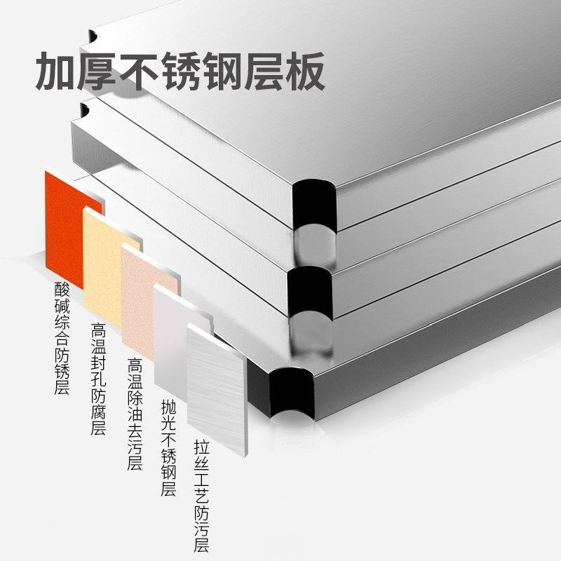 厨房微波炉置物架台面双层不锈钢烤箱架多功能S调味料收纳层架子