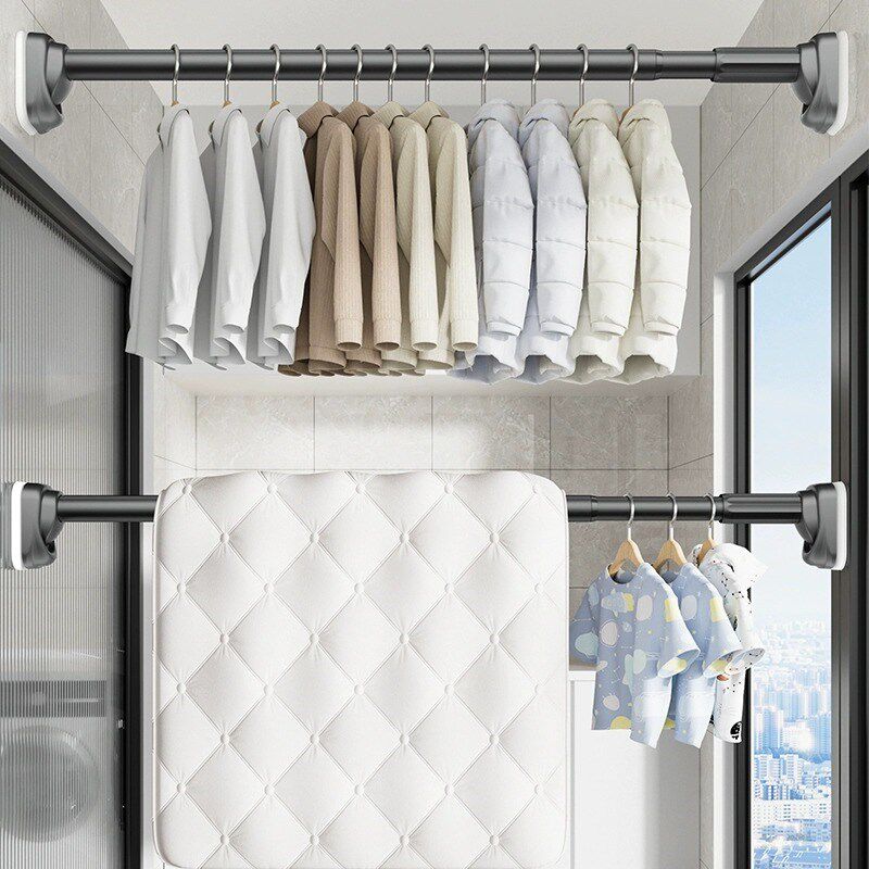 免打孔晾衣杆伸缩卧室阳台窗帘杆飘窗衣柜撑杆卫生间浴室墙上挂杆,基础建材,衣杆,淘宝优惠券,粉丝福利购,淘宝优惠卷
