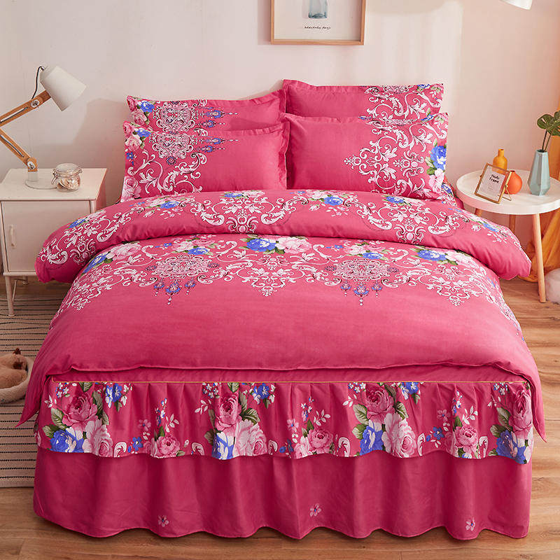 新款加厚床裙四件套被套被罩床罩结婚庆床上用品像V纯棉全棉单双,床上用品,婚庆床品套件,淘宝优惠券,粉丝福利购,淘宝优惠卷