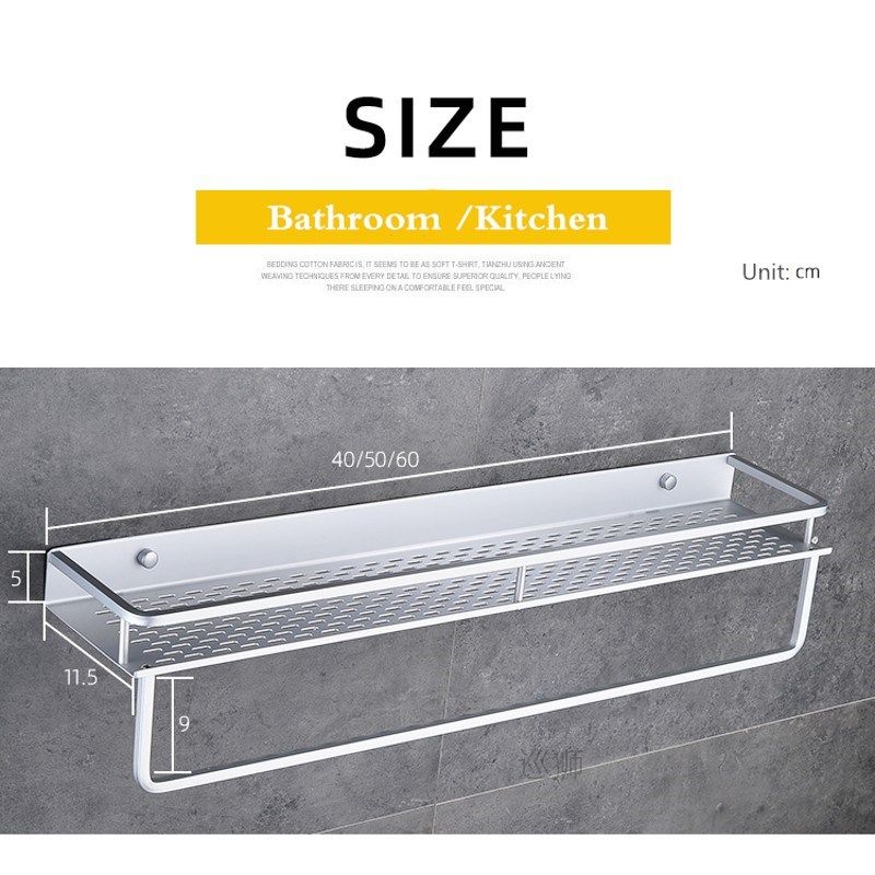 Space Aluminum Bathroom Towel Shelf Shower Shampoo Soap Cosm