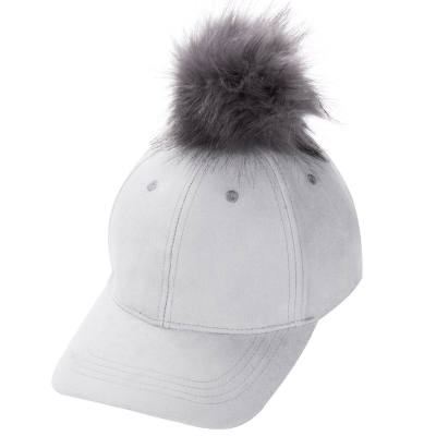 极速Baseball Caps New Women Faux Fox Fur Pompom Ball Suede A